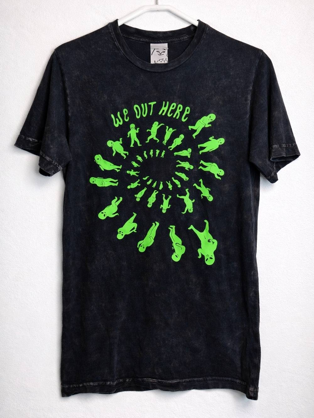 RipNDip We Out Here Tie Dye Tee Mens Small Black Green Graphic Skate Shirt